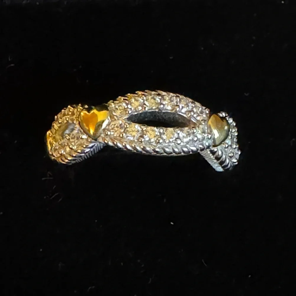 Judith Ripka Silver Ring with Gold Heart Accents - Picture 12 of 13